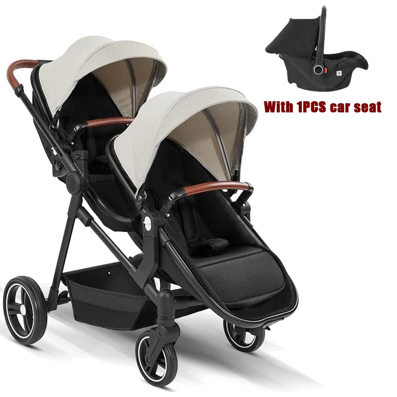 3in1 Twins baby stroller with car seat Lightweight small folded carry on baby carriage multifunctional baby strollers