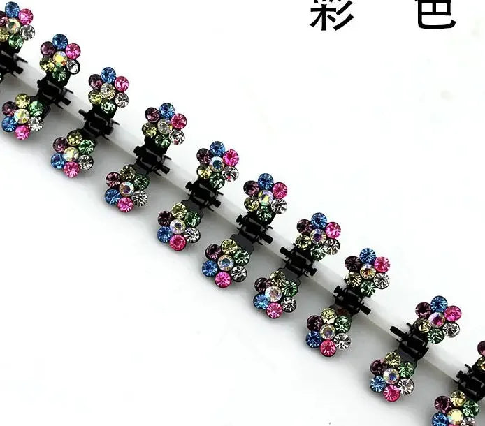 Mini Rhinestone Hair Clips Women Girls Crystal Flower Hair Claws Shiny Metal Hairpins Kids Party Headwear Hair Accessories