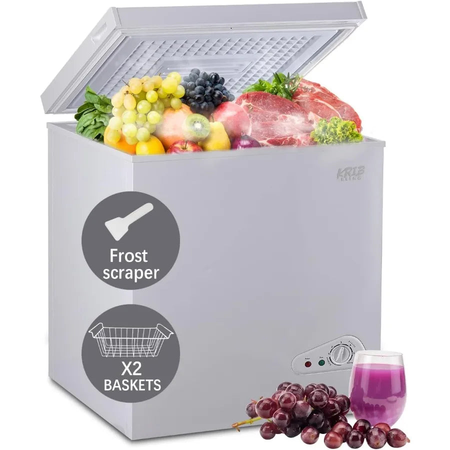 7.0 Cu.Ft Chest Freezer with 7-Gear Temperature Control Ranging from -4F to 6.8F Deep Compact Design Featuring Two Removable Ba