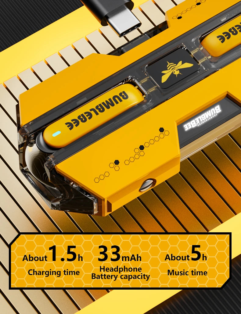 TRANSFORMERS TF-T01 TWS Earbuds — Bluetooth 5.3, Dual Mode, Low Latency