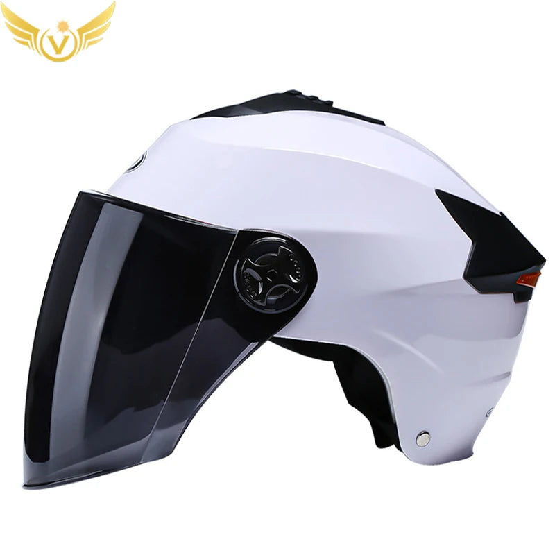 Motorcycle Helmet with LED Lights | Adjustable Electric Scooter & Moped Half Helmet for Men and Women