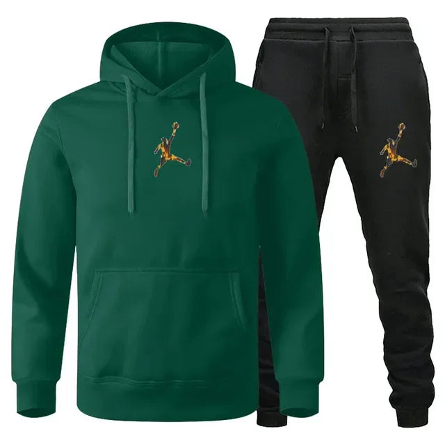2025 Autumn/Winter Men's jogging Fitness sportswear Set: Fashionable long-sleeved sweatshirt + casual pants 2-piece set