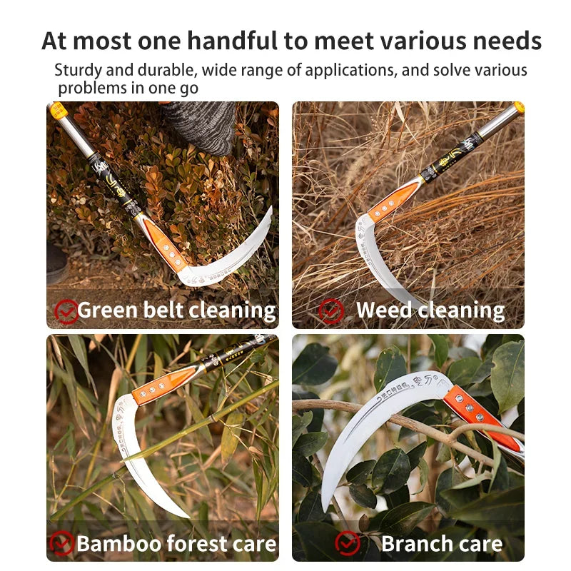 Manual Grass Sickle – Long-Handle Stainless Steel Weeding Tool