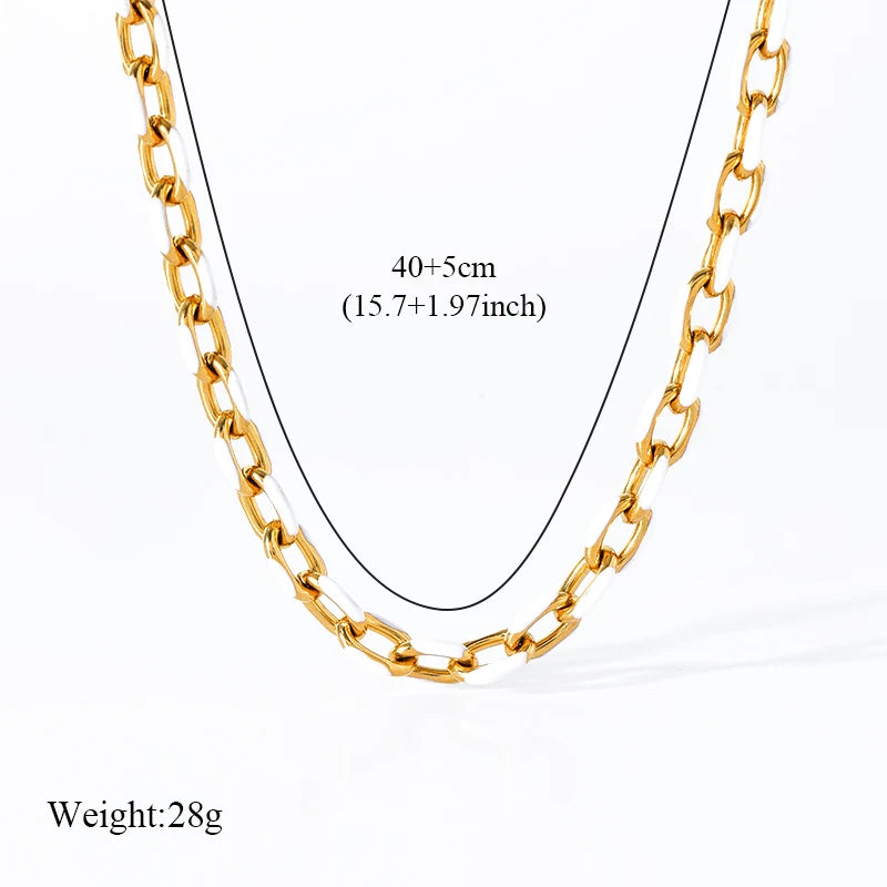 316L Gold Stainless Steel Chain Necklace | Trendy Punk Waterproof Jewelry for Women