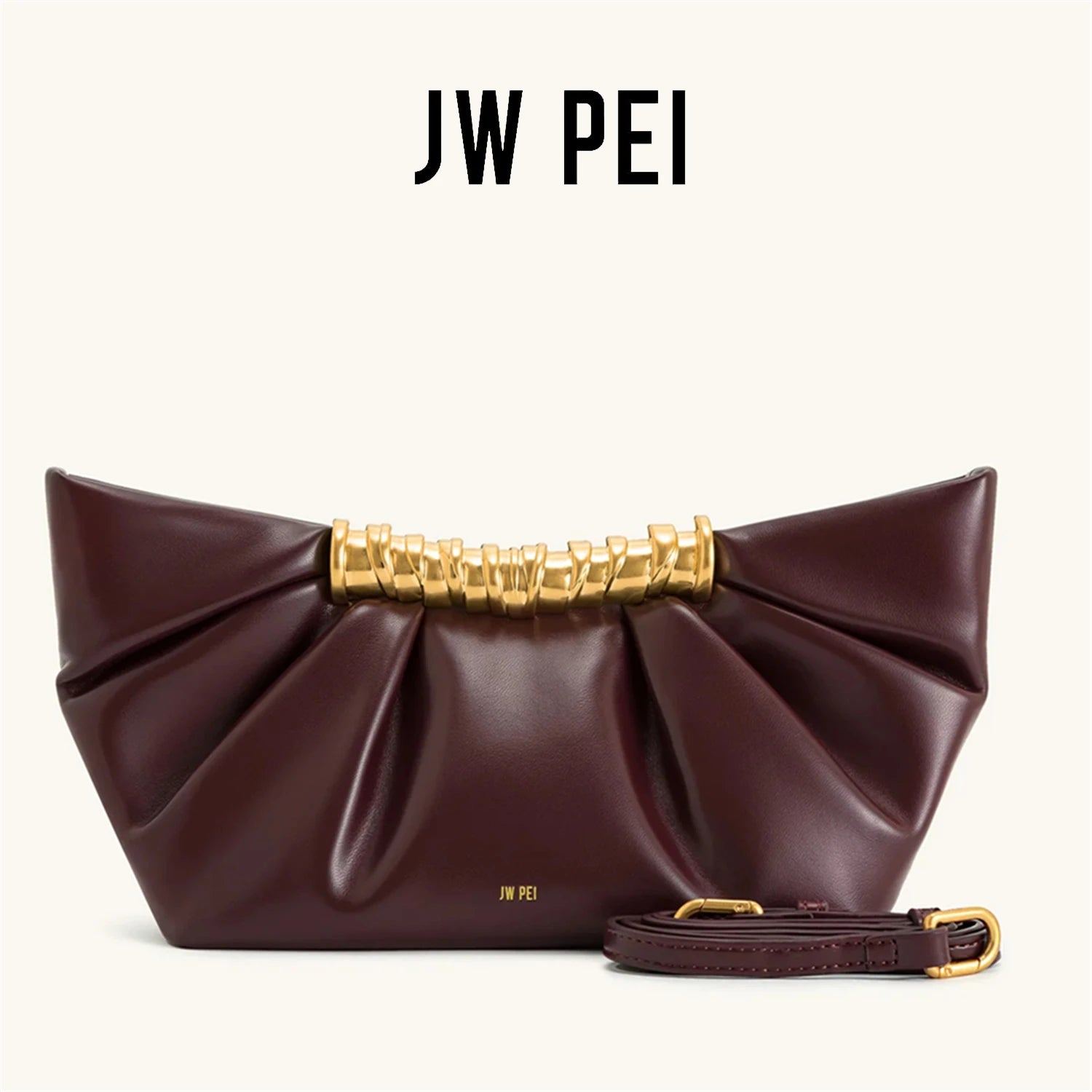 JW PEI Leia French Style Pleated Shoulder Bag, Mini Metal Chain Crossbody Purse,Elegant Banquet Evening Party Bag,2025 New