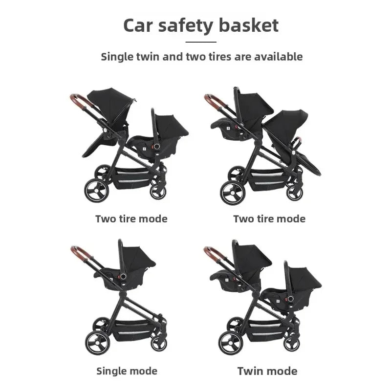 Foldable Twins Baby Carriage Stroller Twin Can Sit and Lie Double Stroller Shock Absorber Second high view Child Stroller