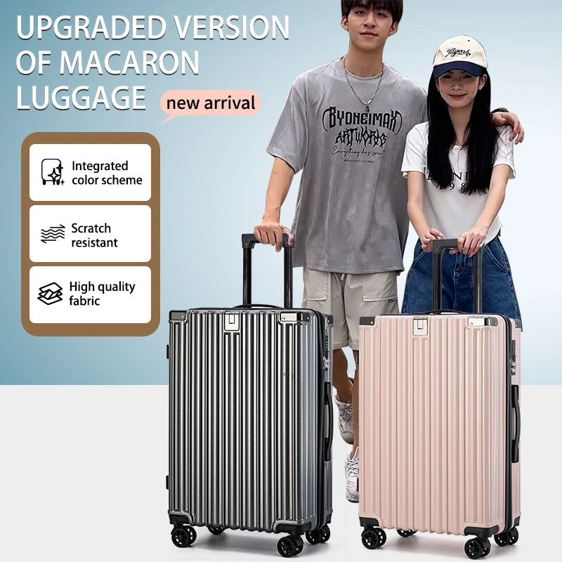 Sturdy Suitcase Aluminum Frame Trolley Case 20 Male and Female Students Universal Wheels 24 Boarding Suitcase Password Leather C