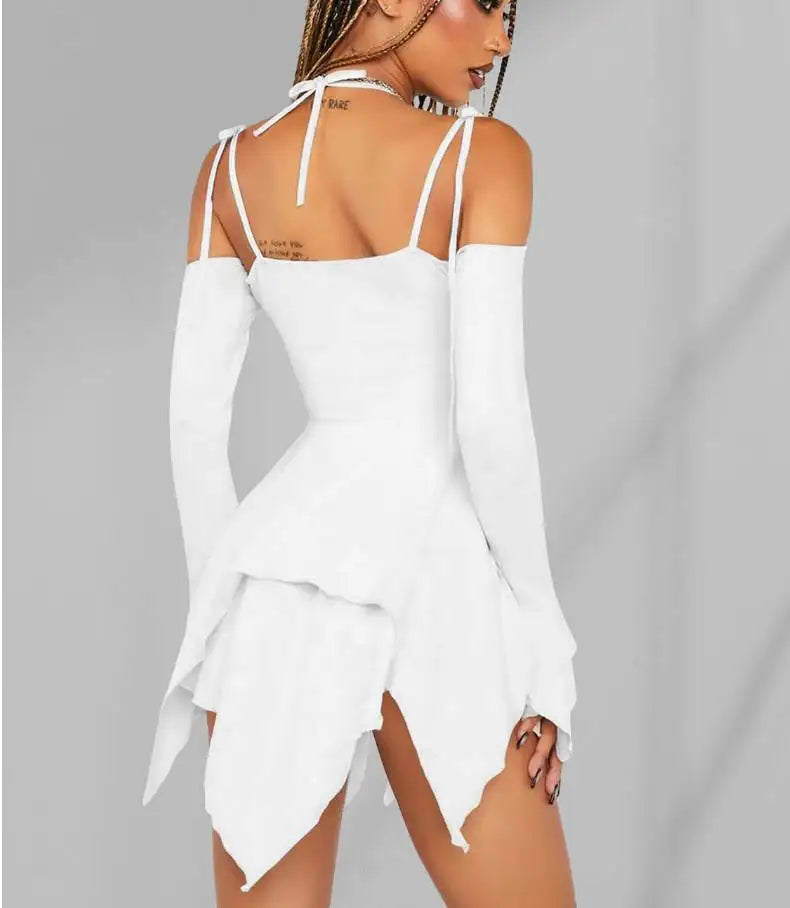 Sexy Asymmetrical Sling Dr Performance Costume loween Irregular Strapl Gown Women's Faion Autumn 2024