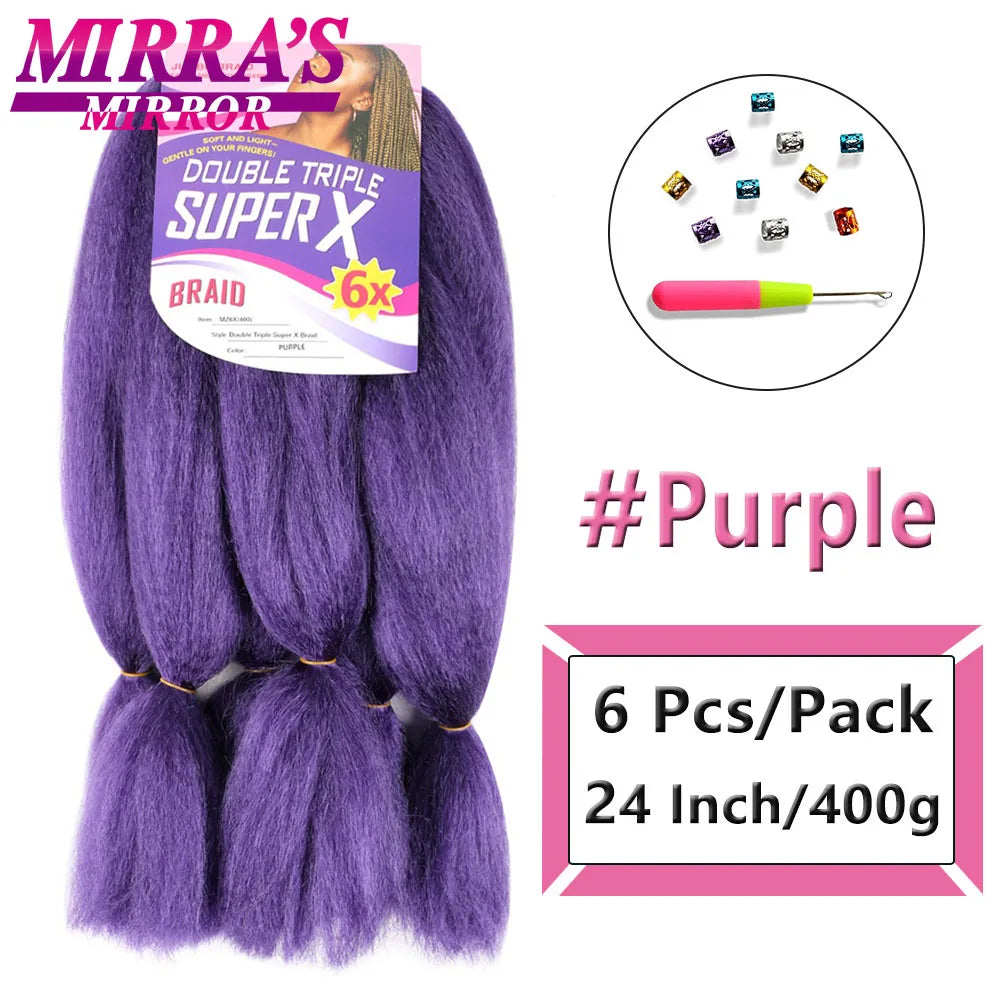 Jumbo Box Braids 400 Gramas Large YAKI Texture 6X Synthetic Braiding Hair  Pre-stretched African Braid Extensions Mirra's Mirror