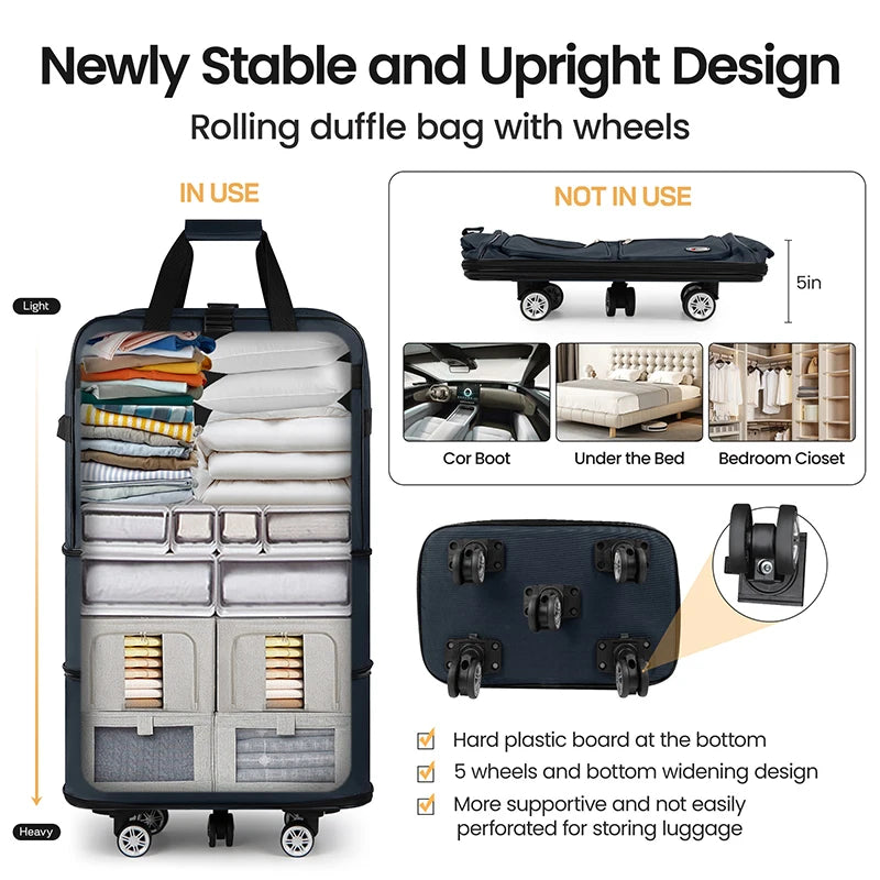 30/36/40 Inch Foldable Expandable Suitcase Bag Water-resistant Large Capacity Rolling Travel Luggage Bag For Moving Storage