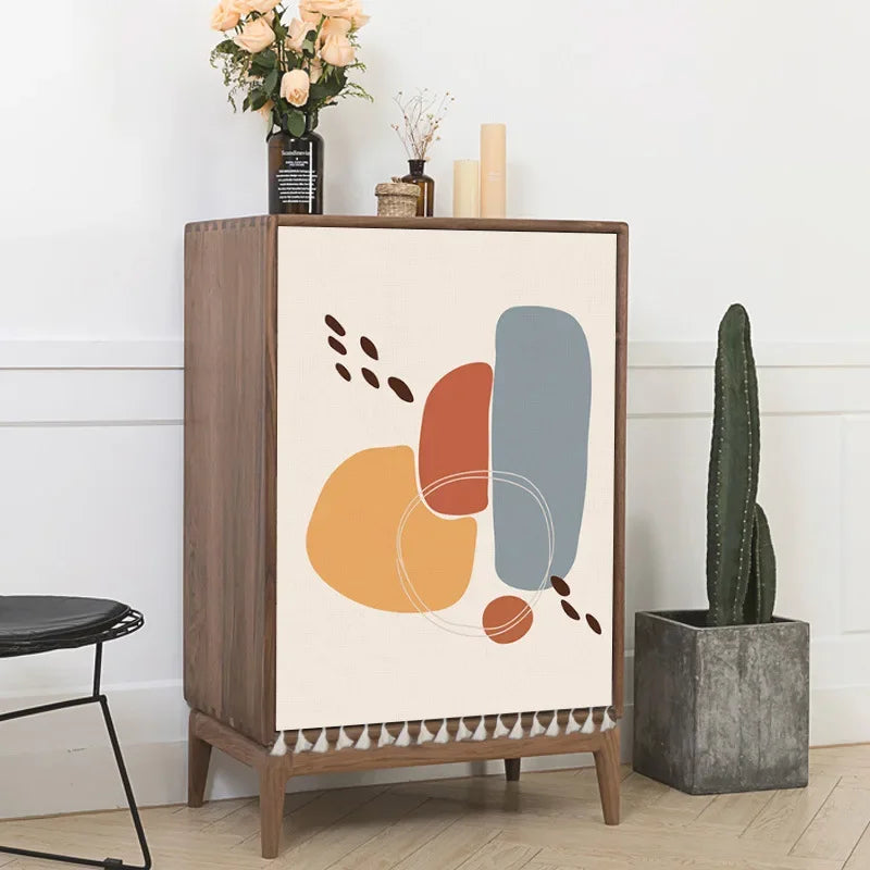 Nordic Style Plant Ins Cabinet Short Curtains Punch-free Half-curtain Dust Cover for Shoe Shelf Kitchen Storage Shelf Curtains