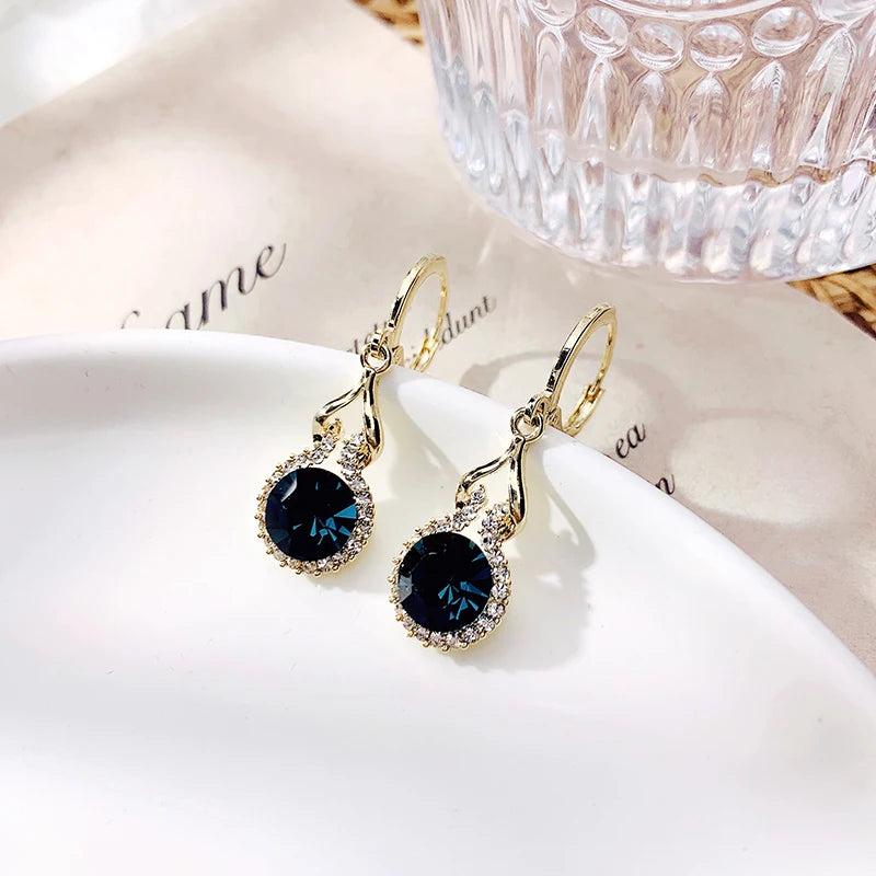 Crystal & Pearl Drop Earrings | Gold-Plated Brass Dangle Jewelry for Women