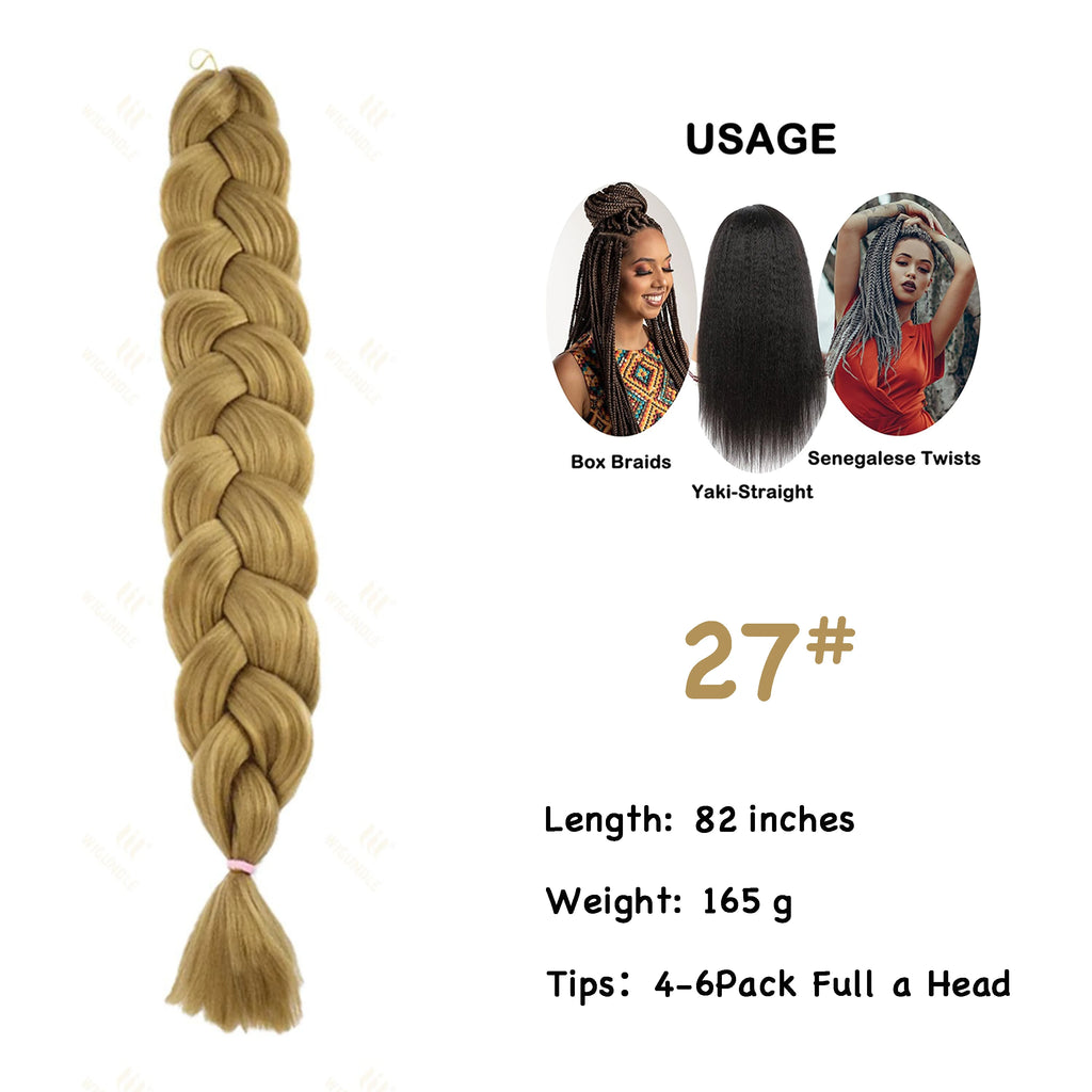 Wigundle Jumbo Braiding Hair Extension 82Inch High Temperature Synthetic Braid For Women Twist Box Braids Crochet Hair