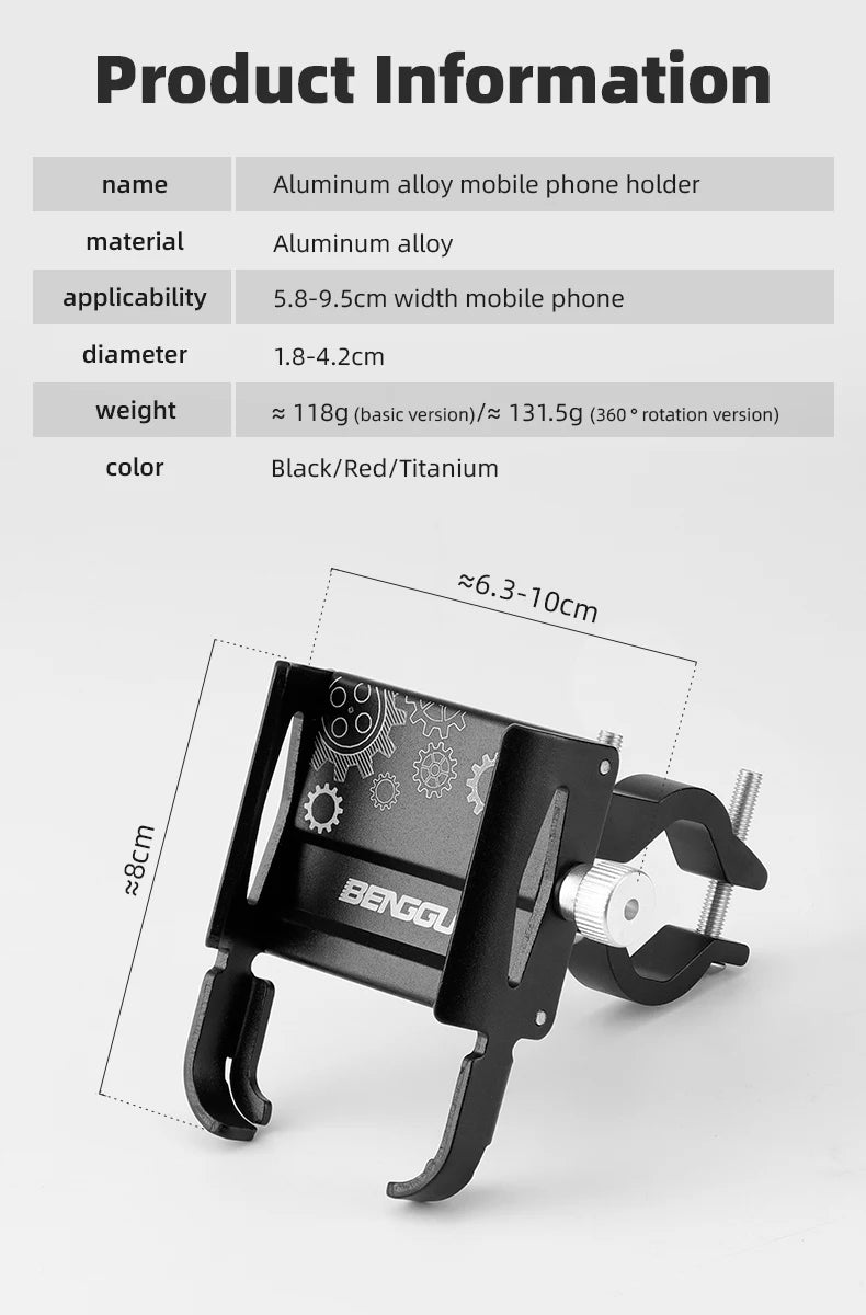 iBudim Bike Phone Holder 360 Rotation Bicycle Phone Holder for 4.7-7.0 inch Devices Motorcycle Handlebar Mobile Phone Stand