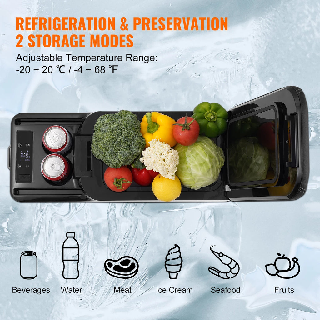 SucceBuy 15L Car RefrigeratorCar Armrest Refrigerator Fridge Single Zone Freezer -4℉-68℉ Adjustable Range 12/24V DC and Cooler