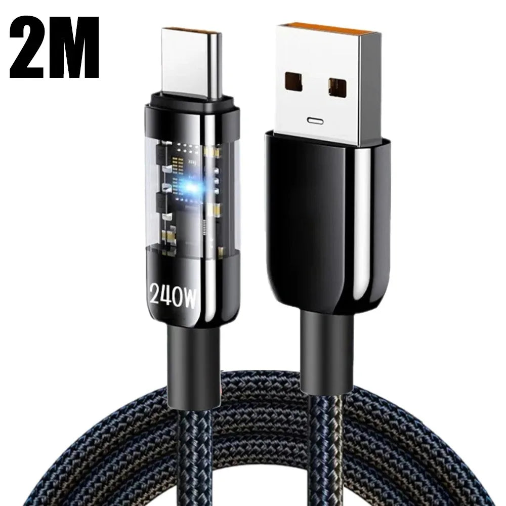 240W Super Fast USB A To Type C Cable USB C Charge For Xiaomi Huawei Samsung Mobile Phone Quick PD Cable Adapt For iPhone 15/16
