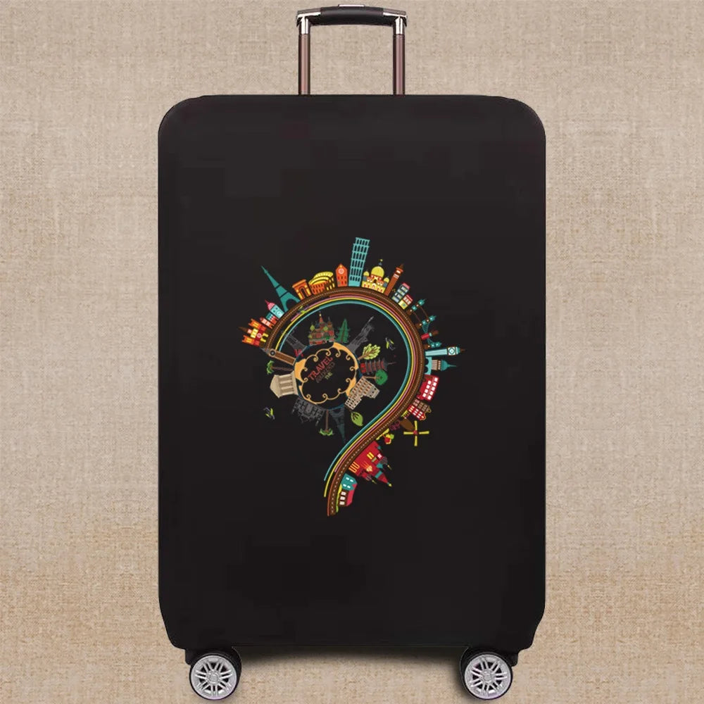 Travel Elastic Protective Cover Luggage Case Travel Global Pattern Series Luggage Cover 18-32inch Travel Accessories