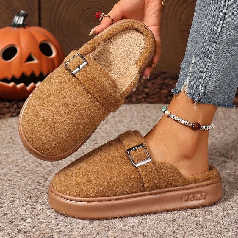 Winter Women's Slippers Home Plush Luxury Designer Woman Shoes Indoor Fluffy Fashion Platform Fuzzy Fur Slides Elegant Flat Soft