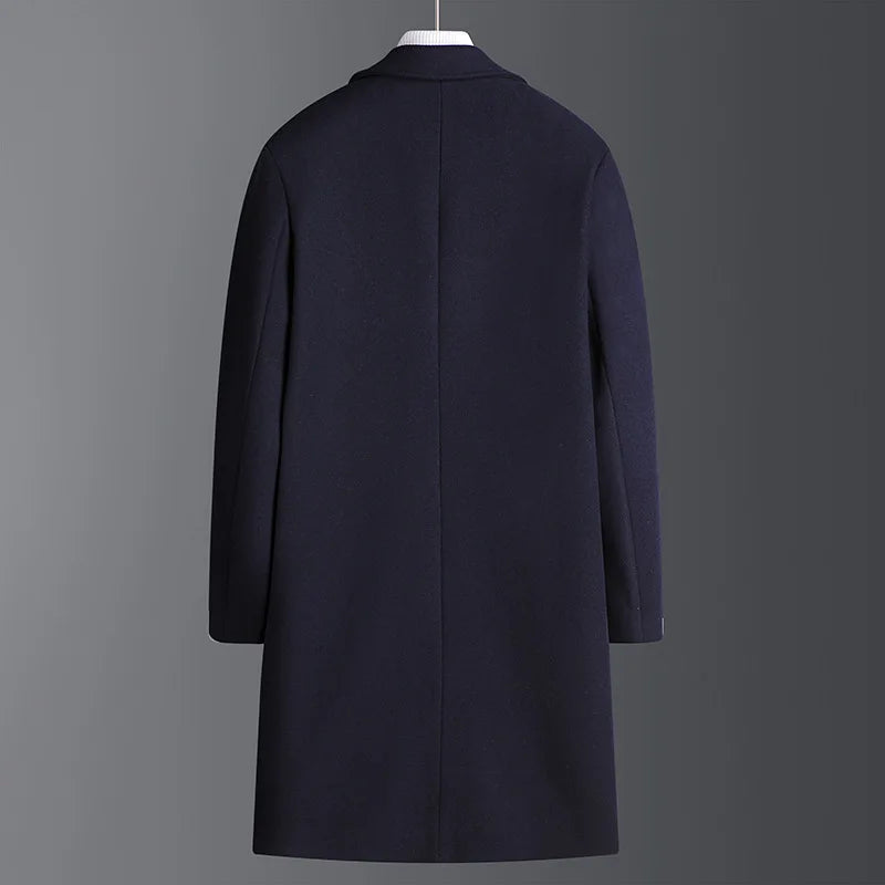 2025 Autumn/Winter New Lapel Woolen Coat for Men, Slim Fit, Korean Style, Mid-Length Coat for Young and Middle-Aged Men