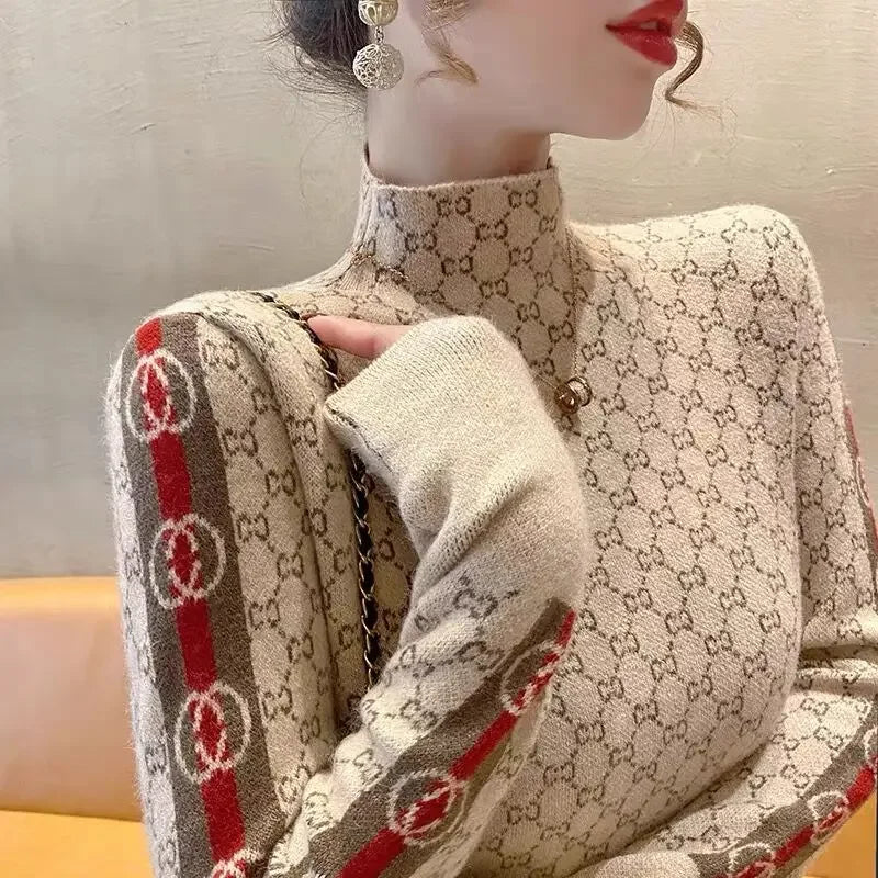 Women’s Mock Neck Ribbed Sweater — Slim Long Sleeve Knit Pullover (Fall/Winter)