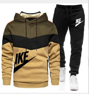 A new autumn and winter fashion combination hooded sweatshirt and sweatpants two-piece men's casual fitness jogging set