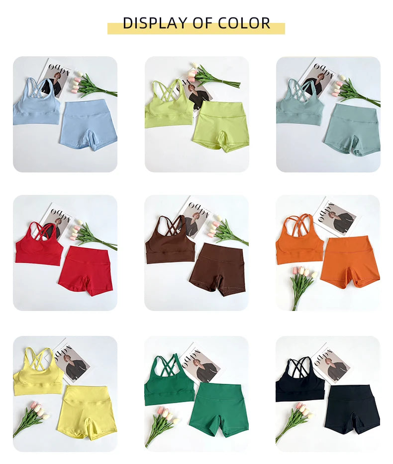 ZOCI 2-Piece Naked-Feel Yoga Set — Strappy Sports Bra & High-Waist Shorts for Women