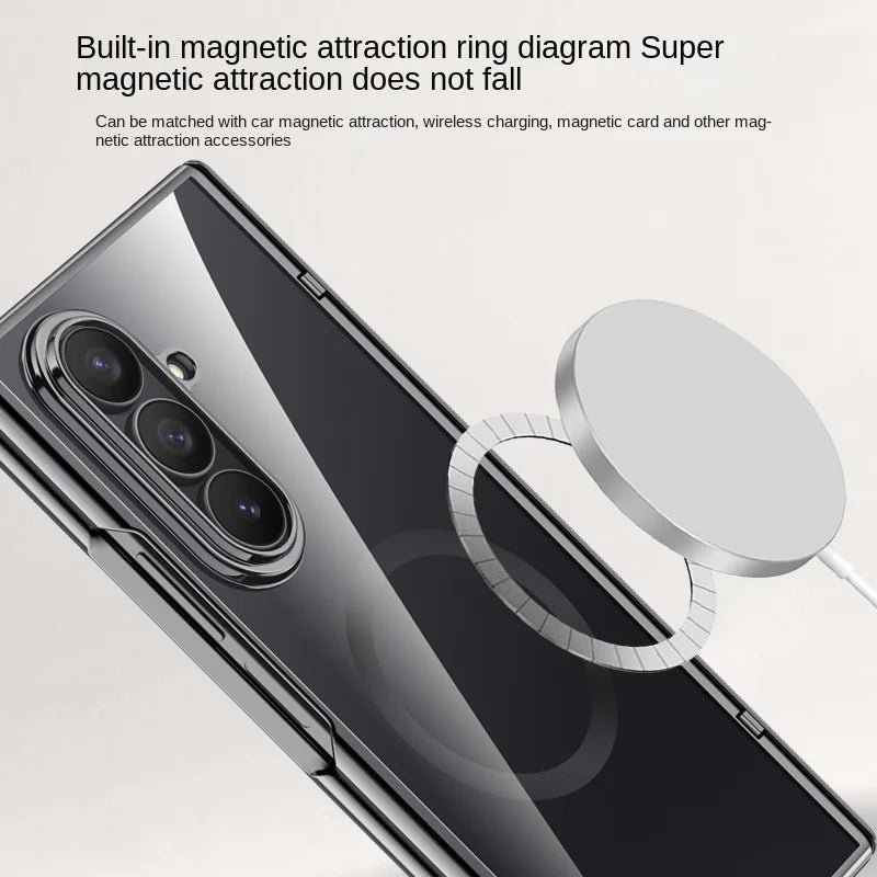 For Samsung Galaxy Z Fold 7 electroplated magnetic case with integrated tempered glass front film anti-fingerprint phone case