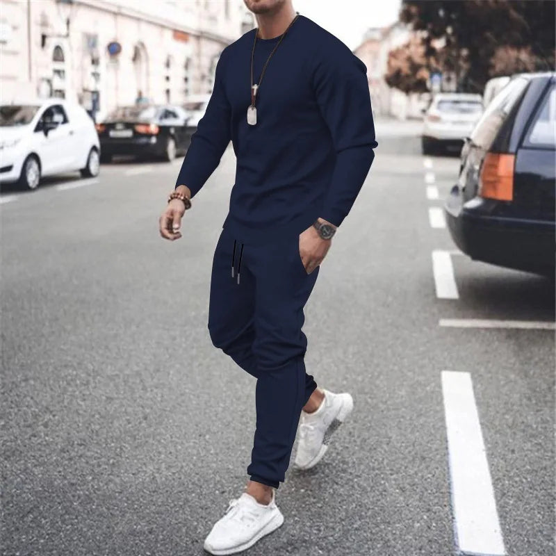 2025 New Men Two Pieces Sets Running Sweatshirt+Sweatpants  Suit Autumn Winter Warm Tracksuit Sets Men's Jogger Sports Suit