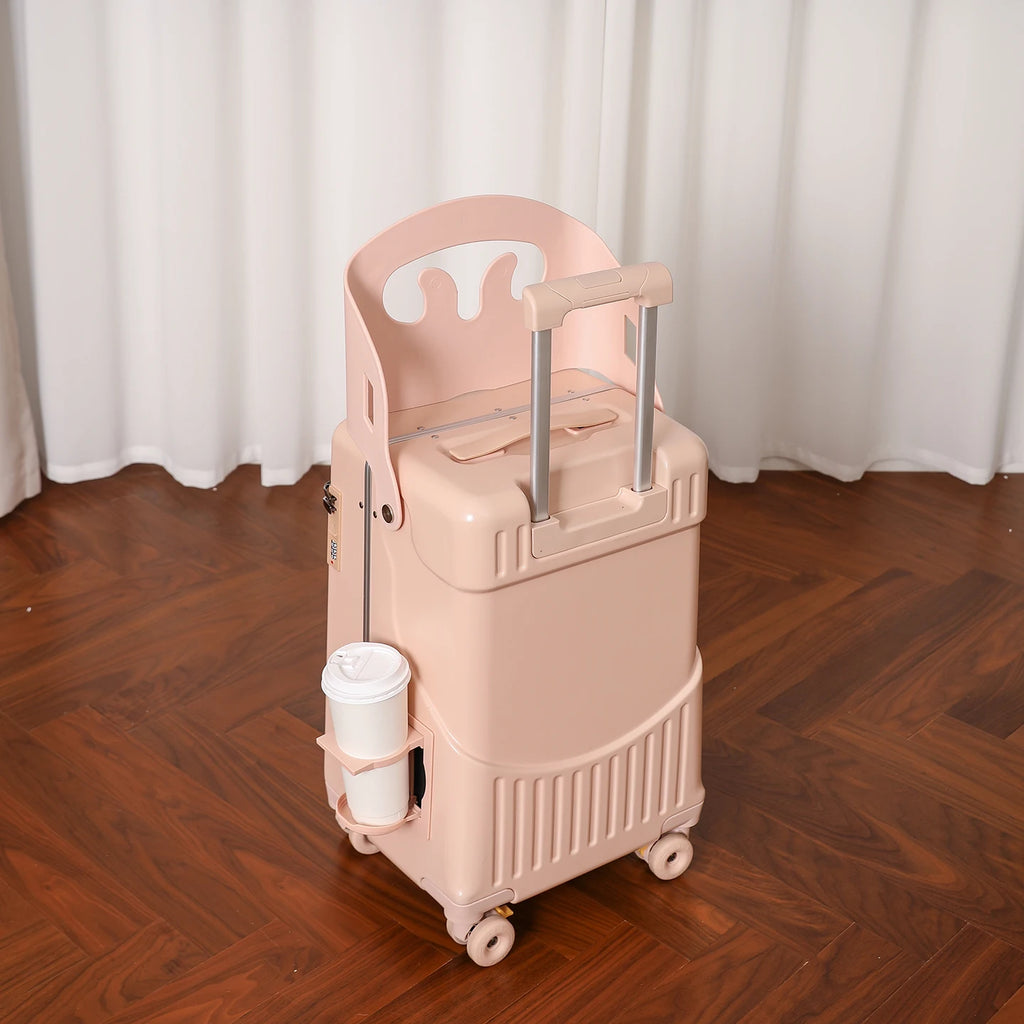 BunnyFly Kid Mom Suitcase with Seat for Children Can Sit To Ride Trolley Luggage Baby Travel Carry Case Multifunction Boardable