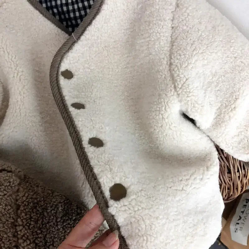 DGUKYM Unisex Corduroy Jacket for Kids — Heavyweight Autumn Coat, V-Neck, Single-Breasted