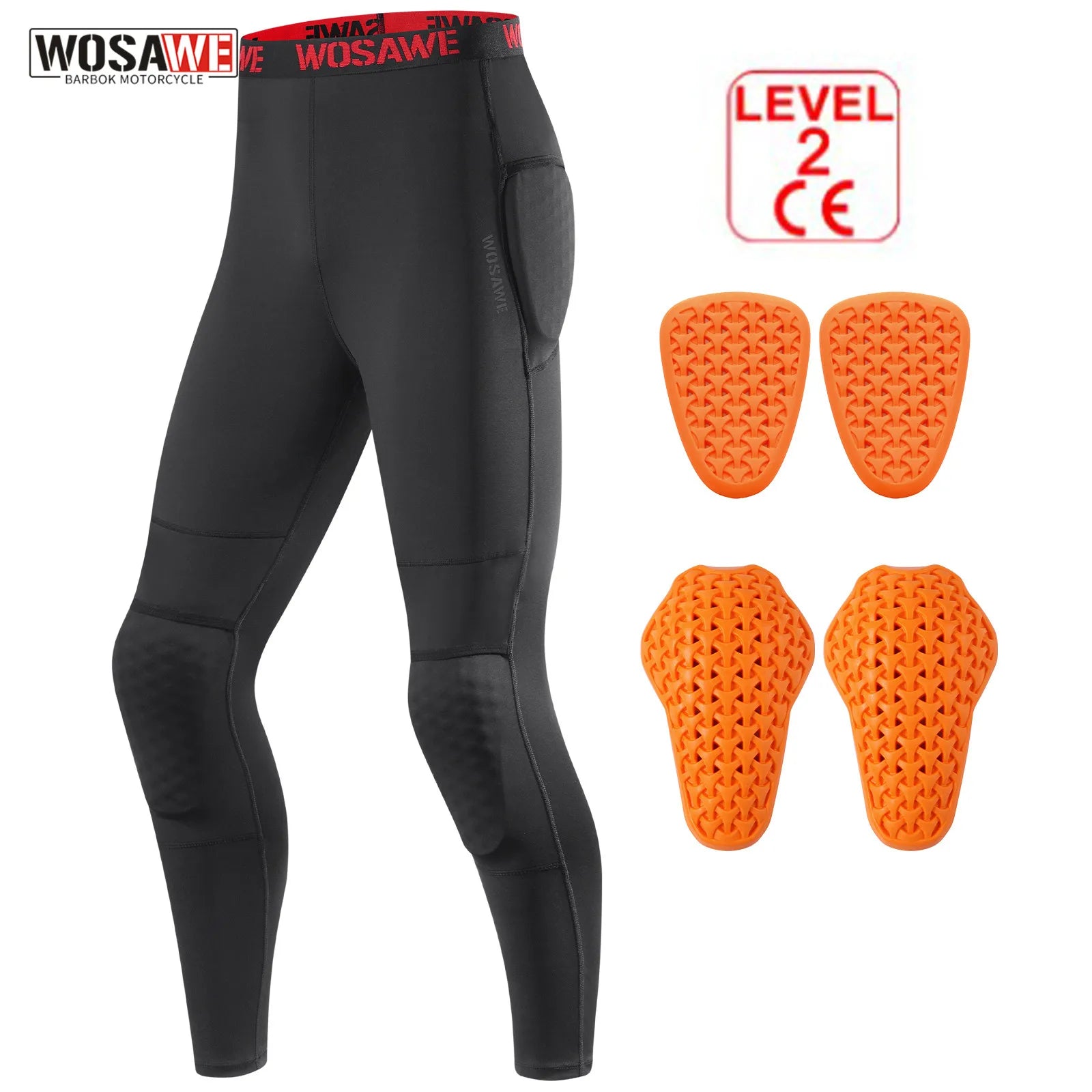 WOSAWE Summer CE1/2 Protective Motorcycle Racing Pants Men's Motocross Off-Road Pants Black Mountain Bike Cycling Moto Pants