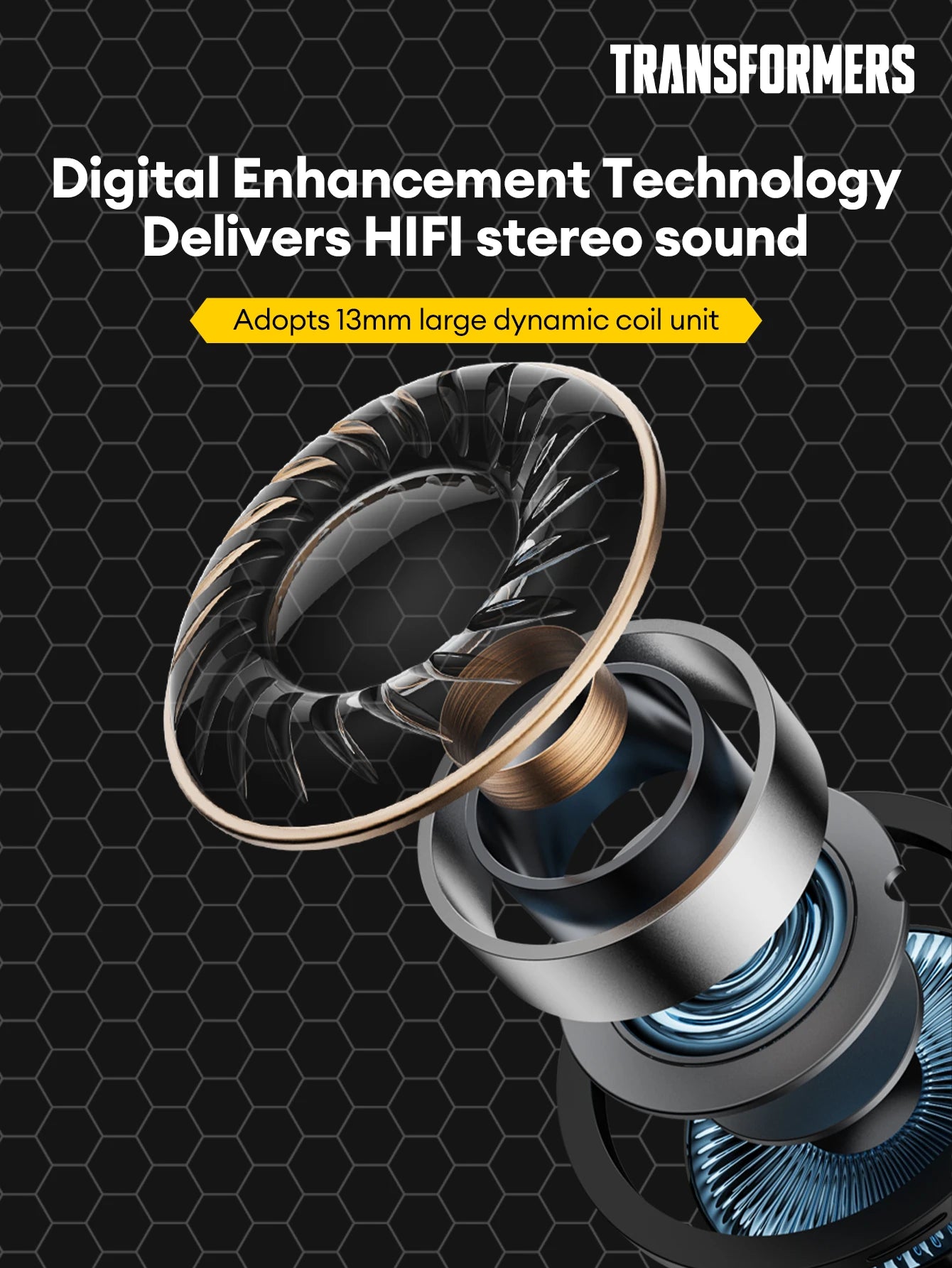 TRANSFORMERS TF-T06 TWS Earbuds — Bluetooth 5.3, Low-Latency, ENC Calls