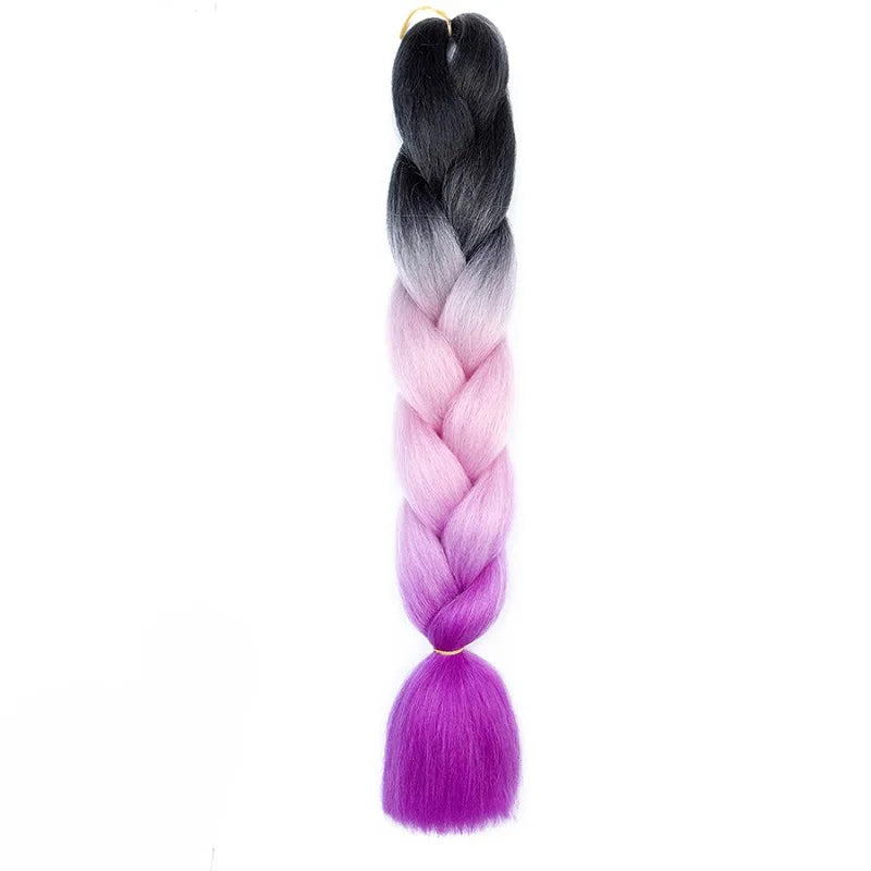 24Inch Synthetic Long Straight Yaki Braids Hair Ombre Braiding Hair Jumbo Rainbow Braid Hair Extension for Women DIY Hair