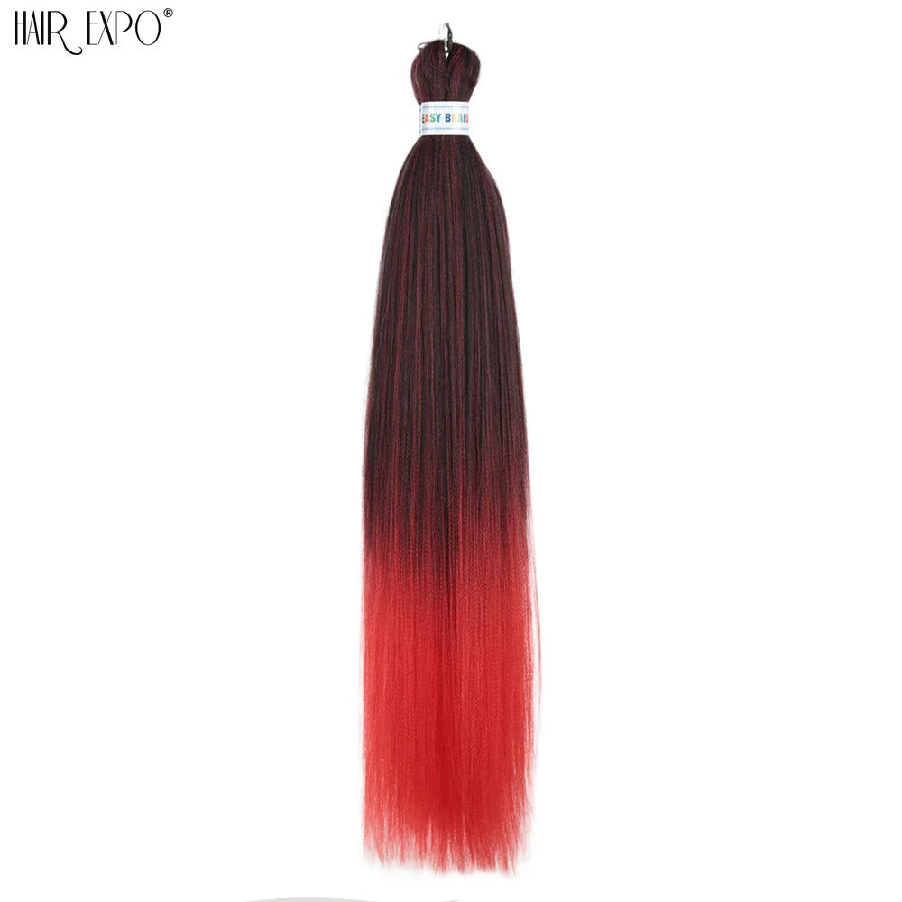 26Inch Easy Braids Hair Synthetic Colourful Pre Stretched Braiding Hair Extensions Jumbo Braids Ombre Yaki Long Straight Hair