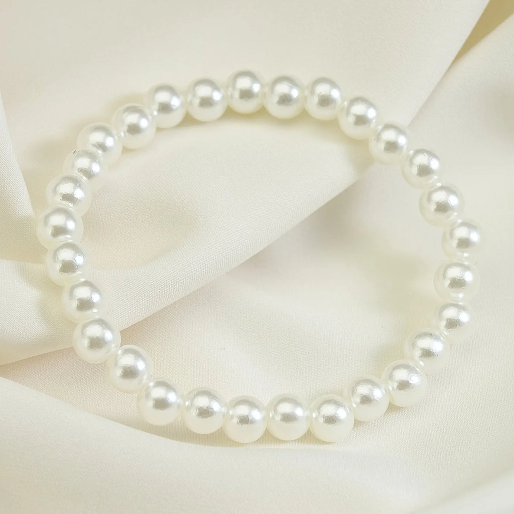 2-Piece Imitation Pearl Bracelet Set | Boho Minimalist Elastic Bracelets for Women