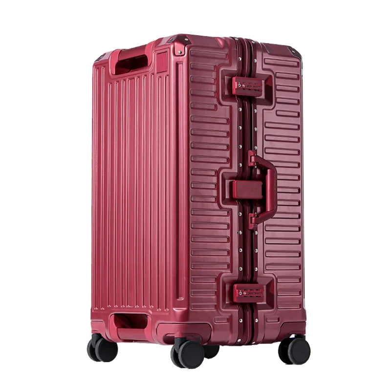Suitcase Wide Handle Travel Suitcase Men 20 24 26 Carry-On Luggage Women PC Aluminum Frame Trolley Case