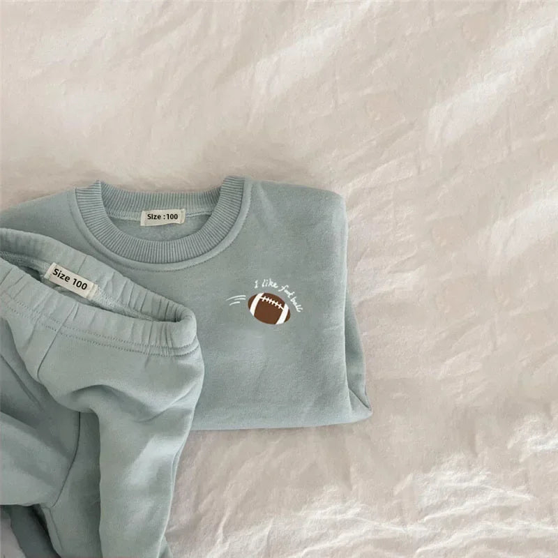 Autumn Winter Baby Girl Boy Clothes Set Embroidery Thicken Fleece Warm Sweatshirt Pant Boy Tracksuit Toddler Clothes Outfit 2Pcs