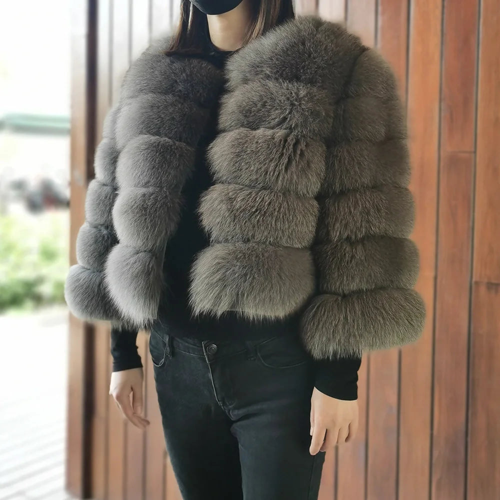 2025 MAOMAOKONG Natural Real Fox Fur Coat Women's Jackets Winter Furry Vest Luxury Beige Khaki Short Leather Female Clothing