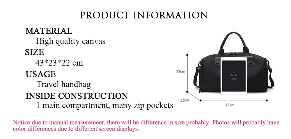 Travel Duffle Large Capacity Handbag Custom Name Canvas Business Trip Storage Bag Personalized Crossbody Bag Luggage Tote Bag