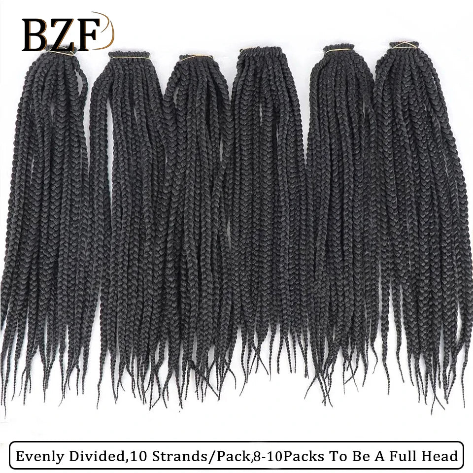 18 Inch Medium Box Braids Crochet Hair 1B Pre-Looped 3X Box Braiding Hair Ombre Synthetic Braid Hair Extensions For Black Women