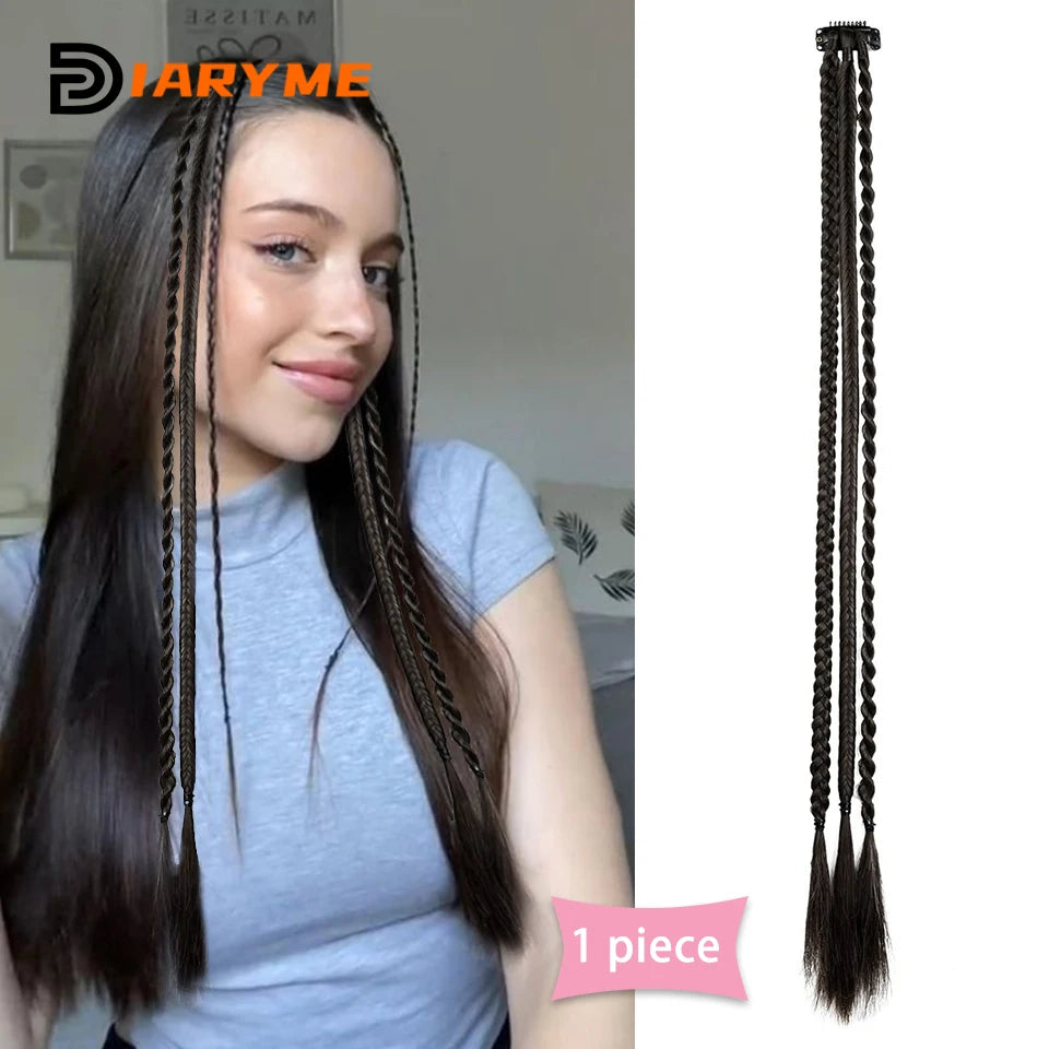 Synthetic Wig Braids With Clip Boxing Braid Dreadlocks Clip In Hair Extension Dirty Braids Boxer Braid Heat Resistat Hairpieces