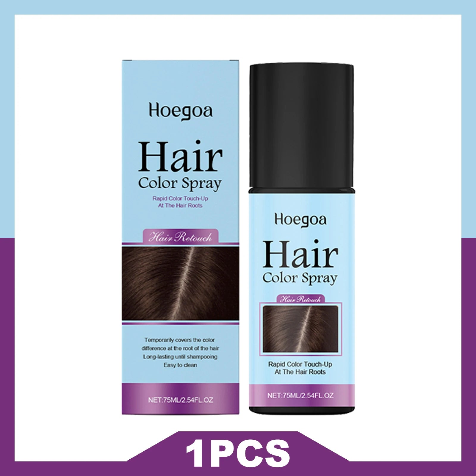 HOEGOA Once Hair Coloring Spray Light/Dark Brown Black  Long-lasting Covers Color Difference Easy to Wash Convenient Touch-up
