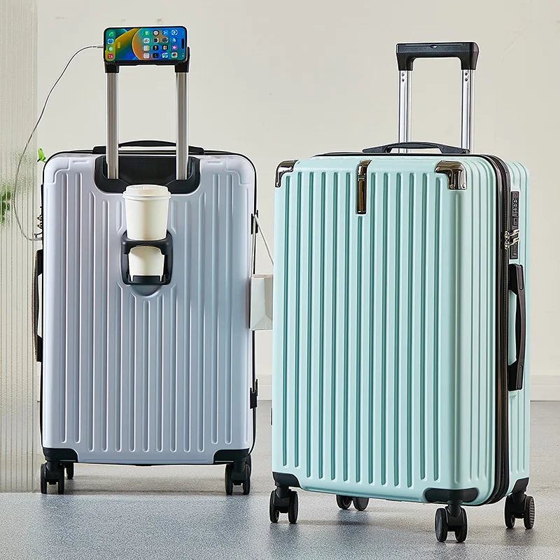 Lightweight Suitcase for Travelling Password Protected Children's Luggage Carry Bag for Men and Women Leather Suitcase 20-26Inch