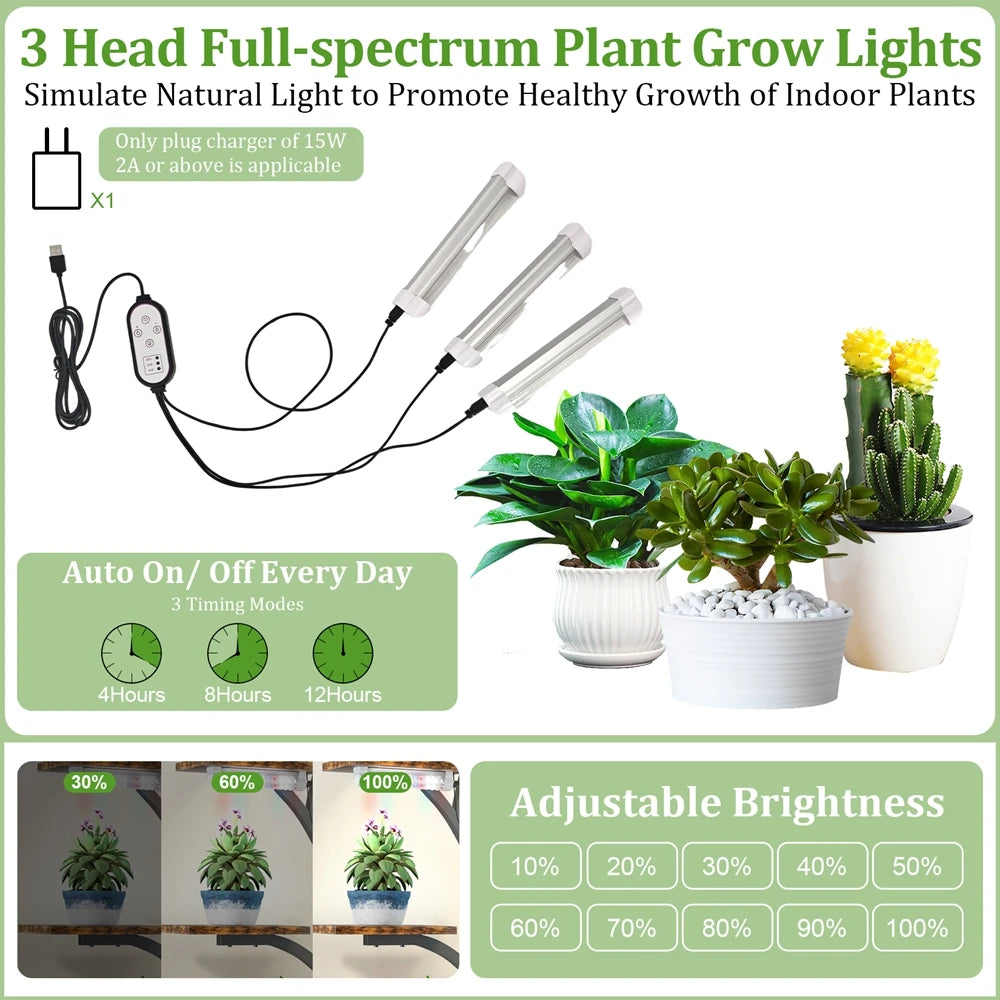 7 Tiered Plant Stand Branch Shape Metal Flower Display Rack with LED Grow Lights
