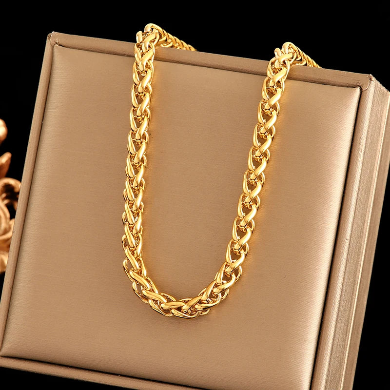 316L Gold Stainless Steel Chain Necklace | Trendy Punk Waterproof Jewelry for Women