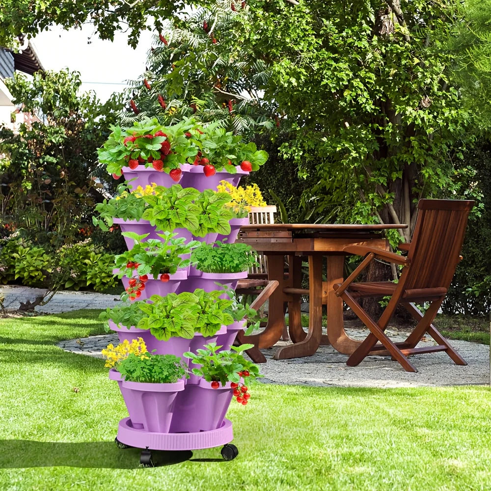5-Layer Stackable Vertical Planter with Wheels