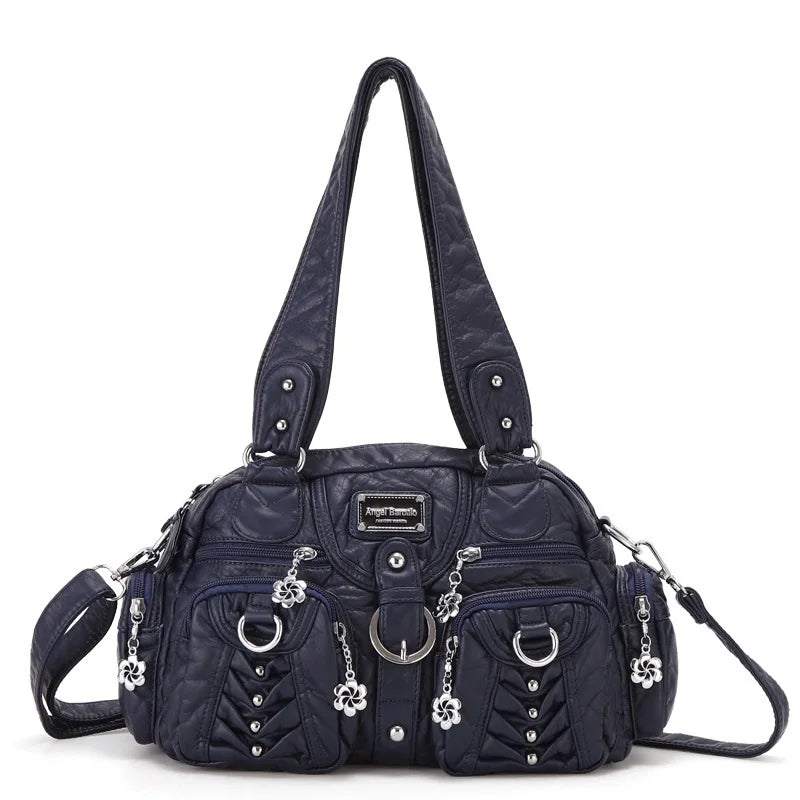 Angel kiss Women Handbags Satchel Top-handle Handbag PU Shoulder Bag Roomy Pocket  Pack Multi-pockets Shoulder Purse Bags