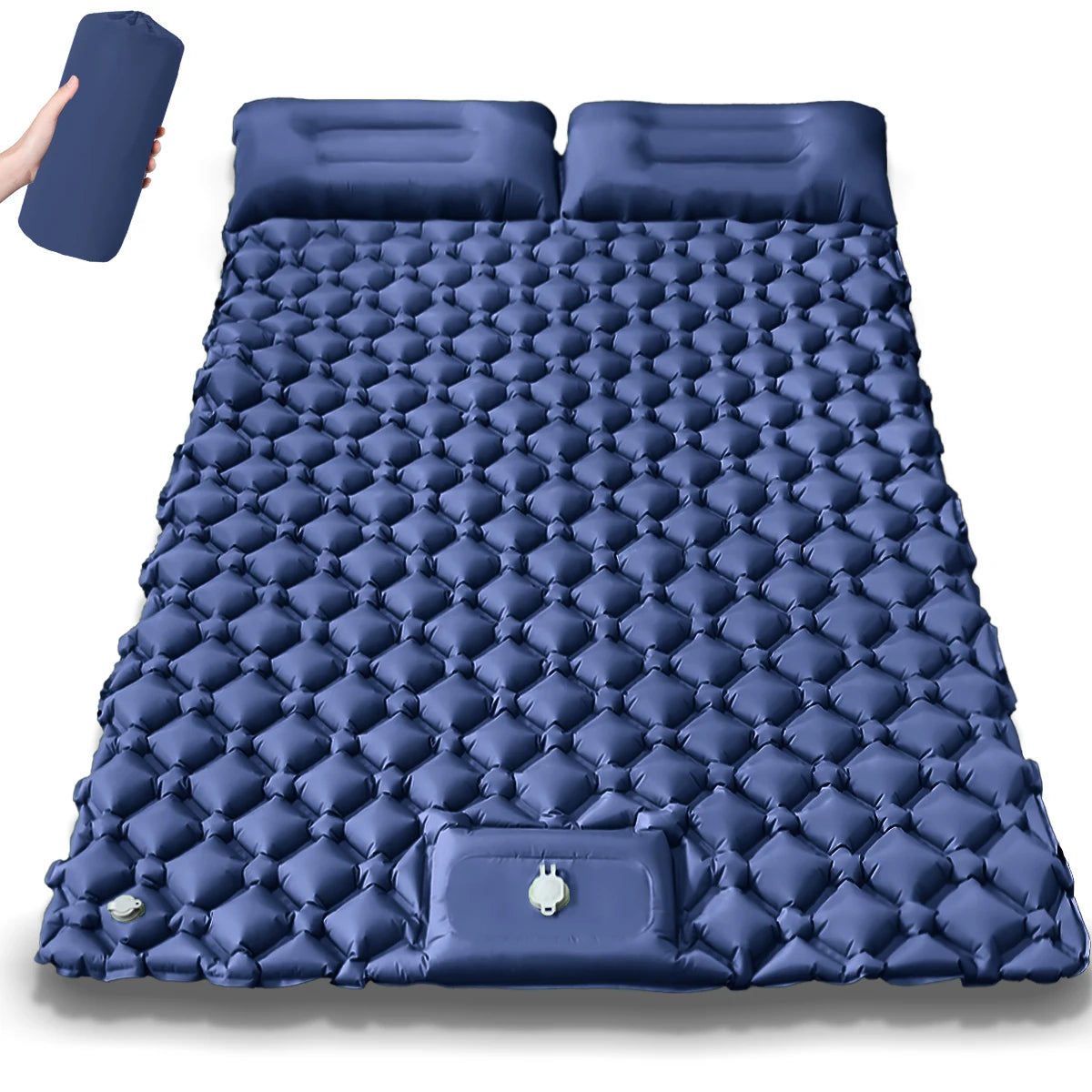 Hot Sale! 2025 Upgrade! Double Air Mattress Camping Blow Up Bed w/Built-in Pump Waterproof Portable Thickened for Outdoor Travel