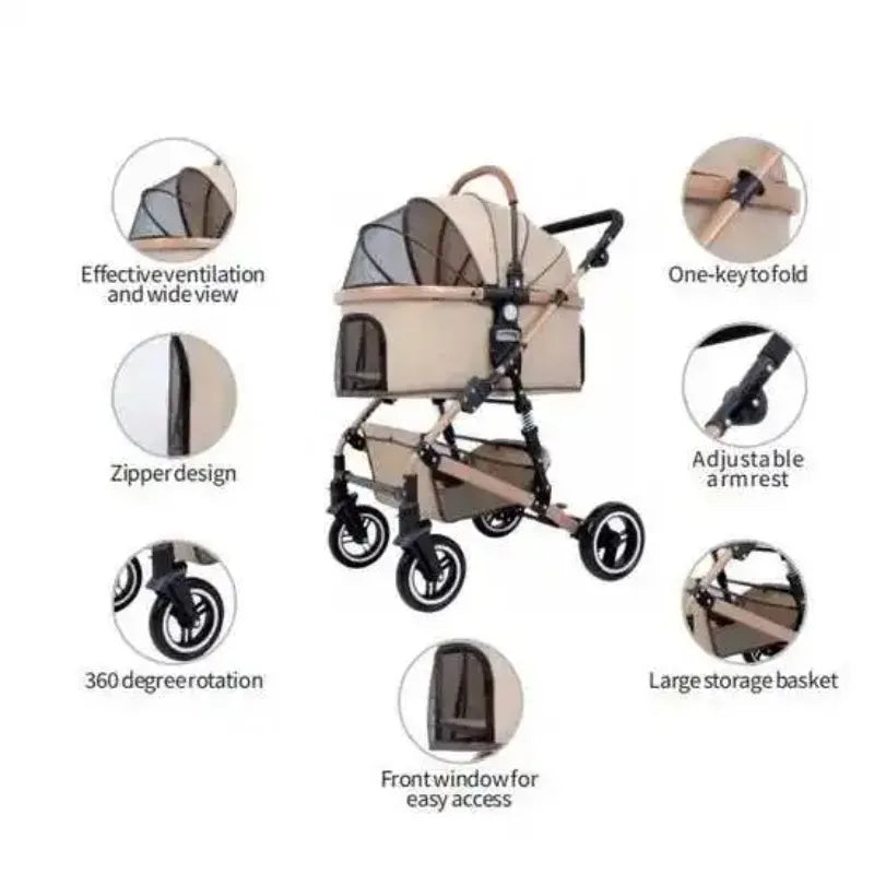 Factory Direct Portable 2-in-1 Puppy Foldable Dog Pet Stroller for Travel and Carry, Directly From Manufacturer
