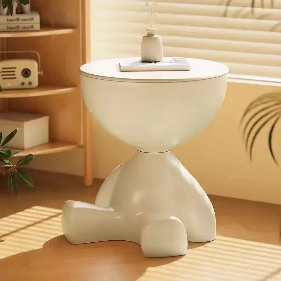 Cream Coffee Table Sofa Bed Side Table Modern Simple Home Accessories Living Room Decor Creative Flat Head Plastic Round Tables